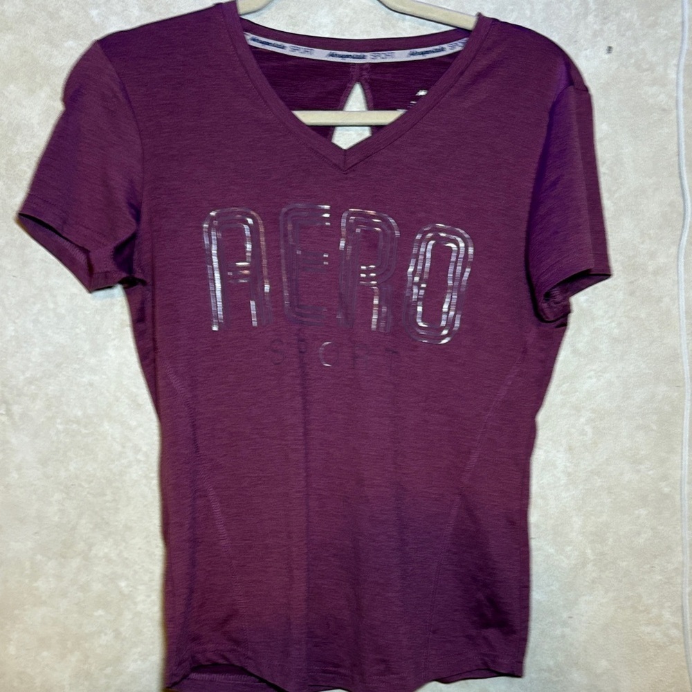Aeropostale Maroon V-Neck Tee new